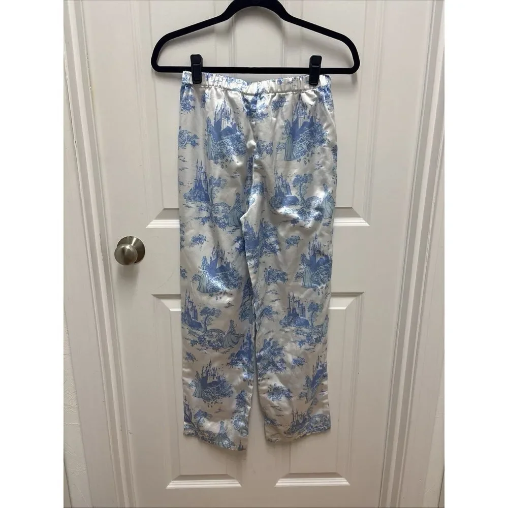 Disney‎ Princess Castle Toile Pajama Pants Women's Size Unknown Satin Sleepwear